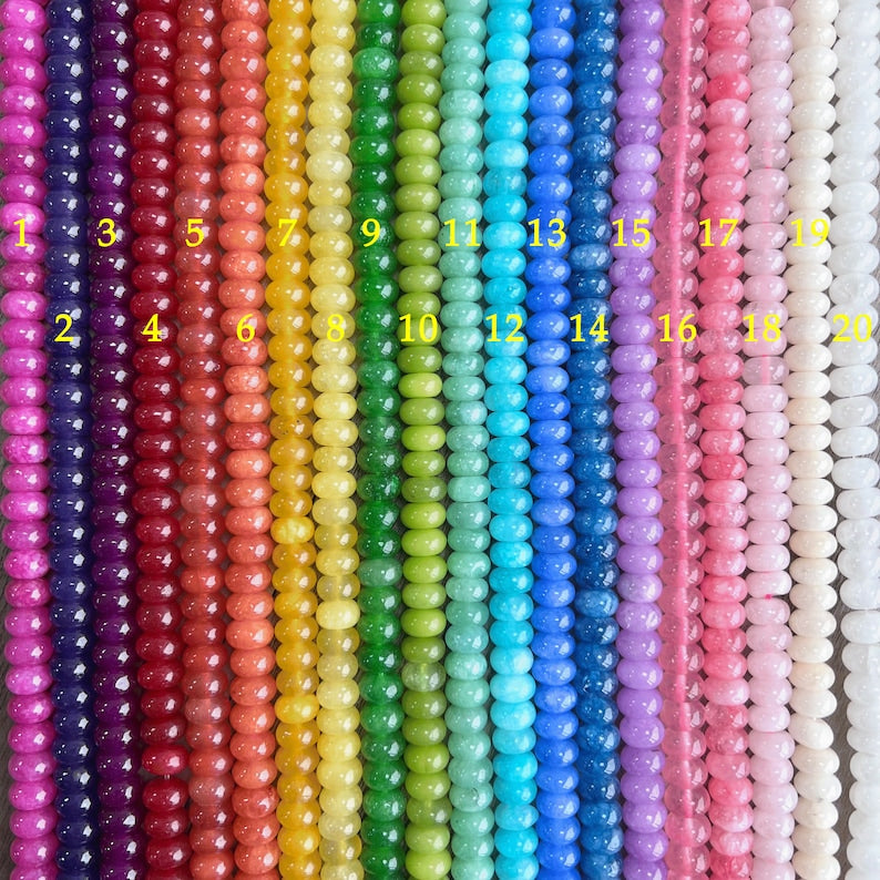 Rondelle en jade teint 8 mm, perles lisses arc-en-ciel 5x8 mm, perles pour bijoux DIY