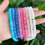 Perles rondes teintées, 8 mm, perles lisses arc-en-ciel, 70 perles