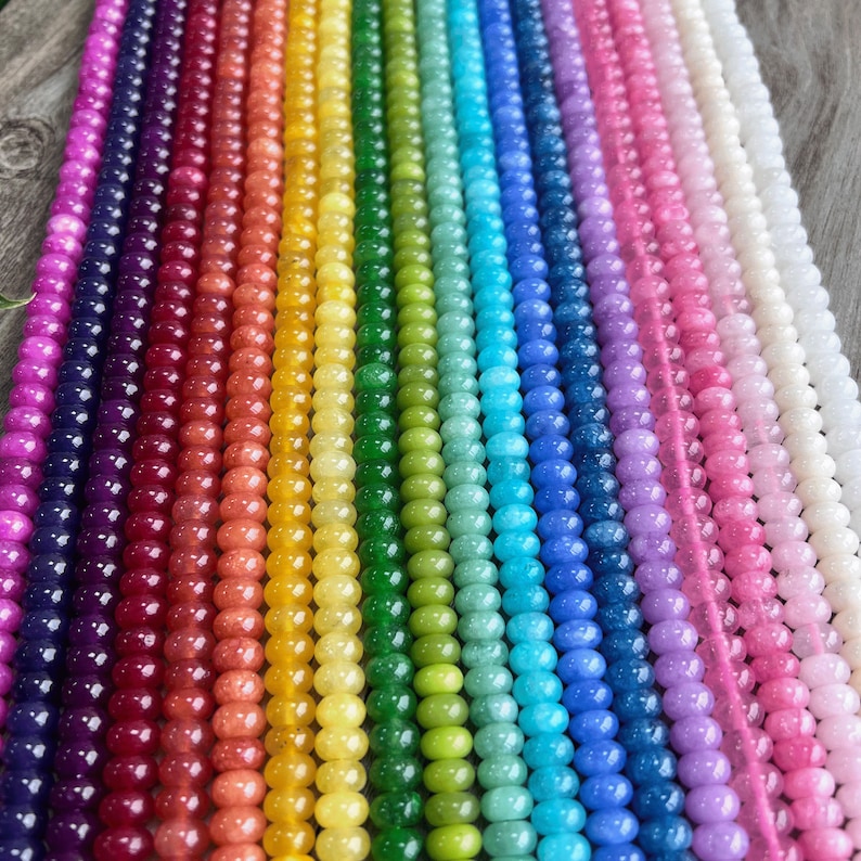 Rondelle en jade teint 8 mm, perles lisses arc-en-ciel 5x8 mm, perles pour bijoux DIY
