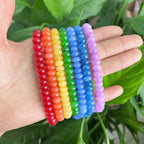 Rondelle en jade teint 8 mm, perles lisses arc-en-ciel 5x8 mm, perles pour bijoux DIY