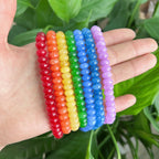 Perles rondes teintées, 8 mm, perles lisses arc-en-ciel, 70 perles