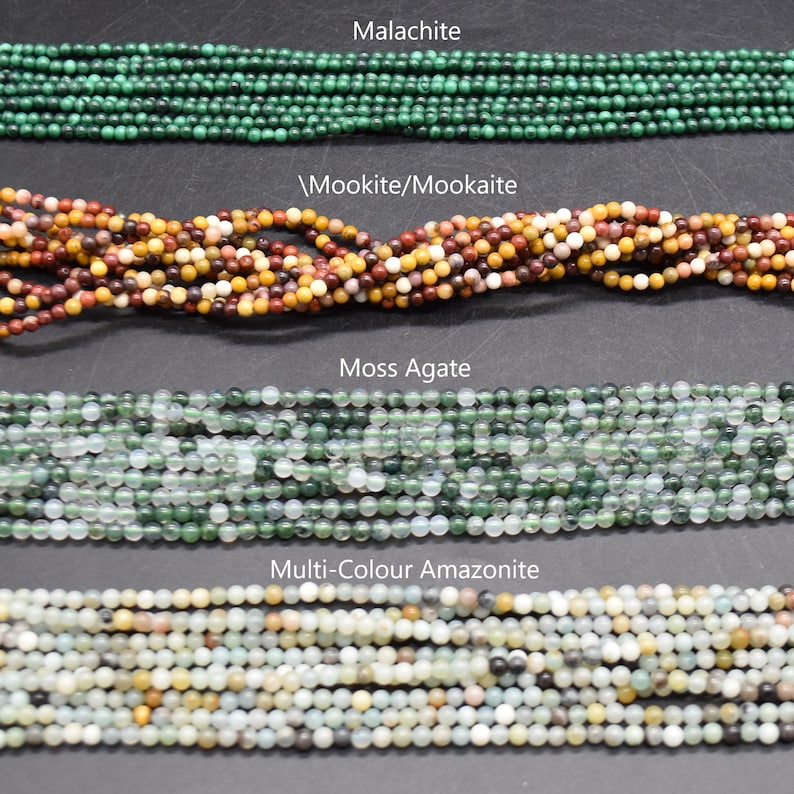 Perles rondes en pierres précieuses naturelles 3 mm, 15 pouces, pour fabrication de bijoux