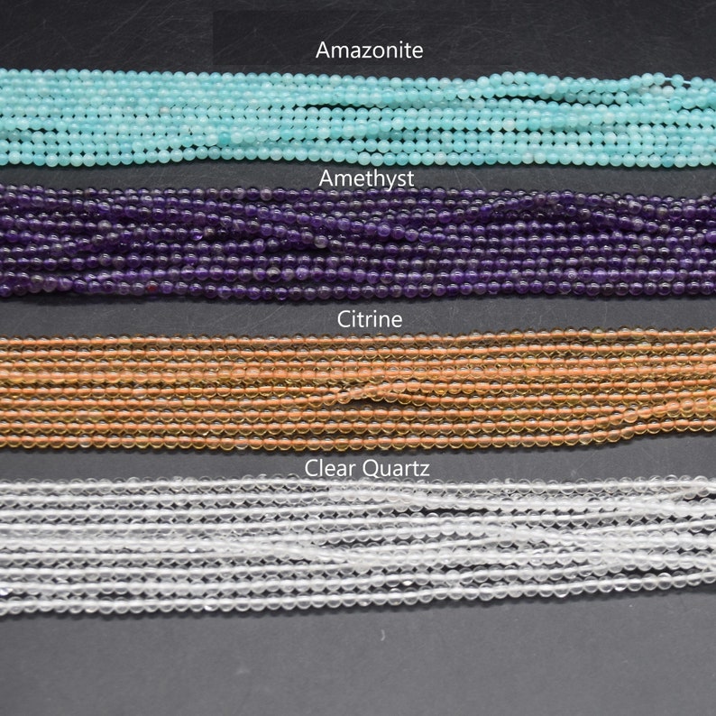 Perles rondes en pierres précieuses naturelles 3 mm, 15 pouces, pour fabrication de bijoux