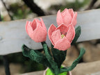 Bouquet de tulipes roses perlées, décoration florale pour la maison