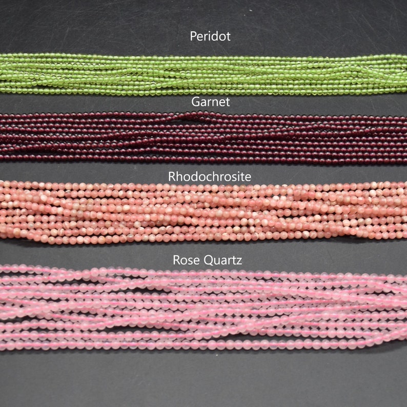 Perles rondes en pierres précieuses naturelles 3 mm, 15 pouces, pour fabrication de bijoux