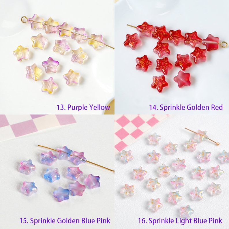 Perles en verre en forme d'étoile à cinq branches (10 perles)