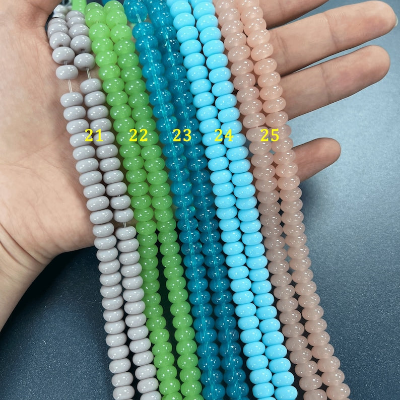 Perles Rondelles en Verre Cristal 8 mm – 40 cm Fil