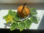 Citrouille perlée vintage pour Halloween, centre de table en perles avec feuilles et fleurs