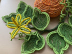 Citrouille perlée vintage pour Halloween, centre de table en perles avec feuilles et fleurs