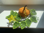 Citrouille perlée vintage pour Halloween, centre de table en perles avec feuilles et fleurs