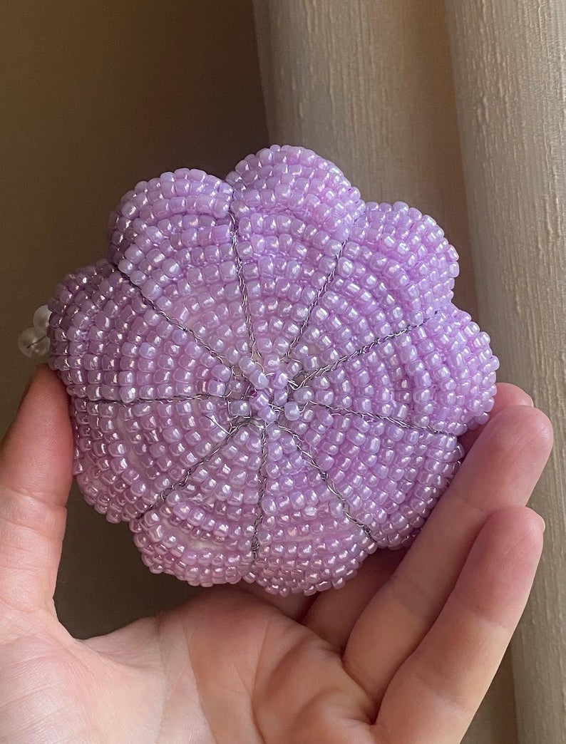 Citrouille artificielle lilas avec perles, décoration d'Halloween et d'automne
