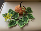 Citrouille perlée vintage pour Halloween, centre de table en perles avec feuilles et fleurs