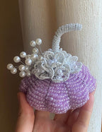 Citrouille artificielle lilas avec perles, décoration d'Halloween et d'automne