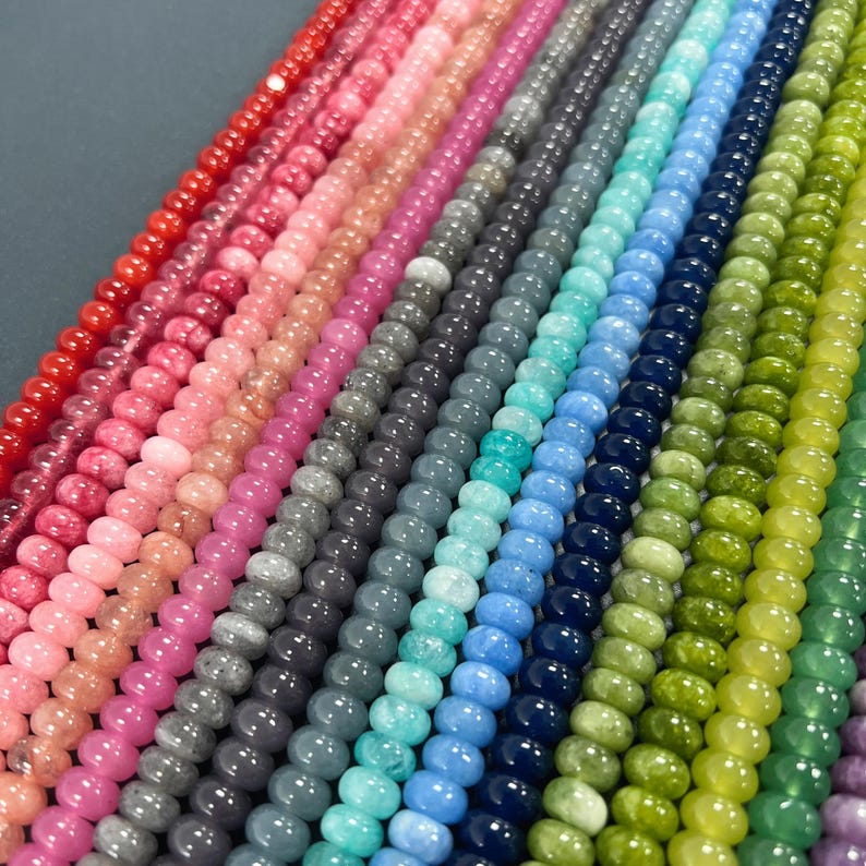 Rondelles de perles arc-en-ciel 5 x 8 mm, Perles lisses en vrac pour bijoux DIY, 70 pièces