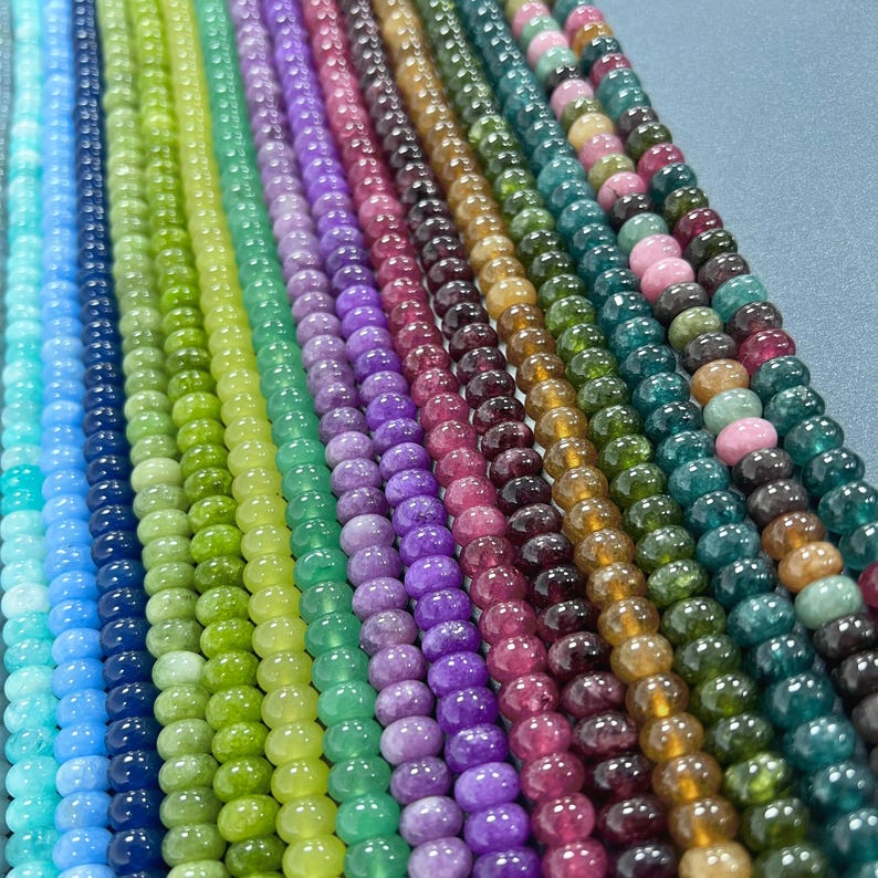 Rondelles de perles arc-en-ciel 5 x 8 mm, Perles lisses en vrac pour bijoux DIY, 70 pièces