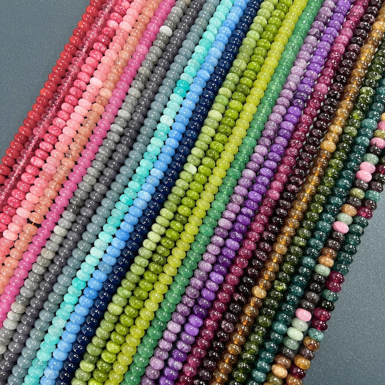 Rondelles de perles arc-en-ciel 5 x 8 mm, Perles lisses en vrac pour bijoux DIY, 70 pièces