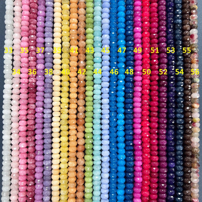Rondelle de perles à facettes 5 x 8 mm, jade coloré, 70 pièces, pour fabrication de bijoux