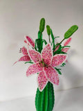 Fleur de lys perlée artificielle 54 cm, décoration florale pour maison