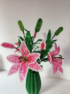 Fleur de lys perlée artificielle 54 cm, décoration florale pour maison