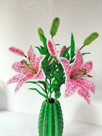 Fleur de lys perlée artificielle 54 cm, décoration florale pour maison