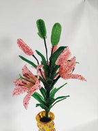 Composition florale artificielle Lys perlé 60 cm