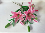 Fleur de lys perlée artificielle 54 cm, décoration florale pour maison