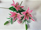 Fleur de lys perlée artificielle 54 cm, décoration florale pour maison