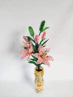 Composition florale artificielle Lys perlé 60 cm