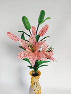 Composition florale artificielle Lys perlé 60 cm