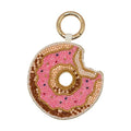 Porte-clés perles en forme de donut rose avec paillettes et mousqueton doré