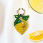 Porte-clés Citron de Sicile Perlé à la Main avec Breloque pour Sac, Jaune