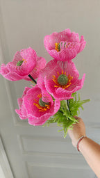 Bouquet de coquelicots perlés, 43 cm, 6 coquelicots, décoration florale