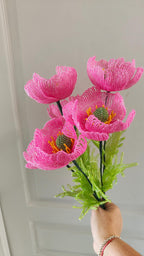 Bouquet de coquelicots perlés, 43 cm, 6 coquelicots, décoration florale