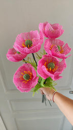 Bouquet de coquelicots perlés, 43 cm, 6 coquelicots, décoration florale