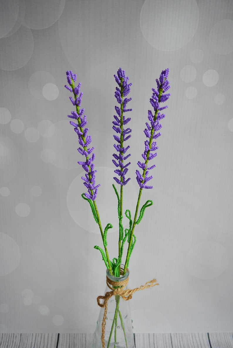 Tige de lavande perlée violette, décoration d'intérieur vintage, 40 cm