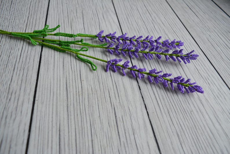 Tige de lavande perlée violette, décoration d'intérieur vintage, 40 cm