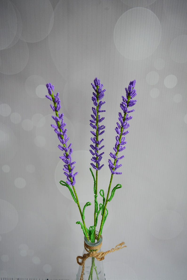Tige de lavande perlée violette, décoration d'intérieur vintage, 40 cm