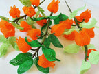 Branche de Physalis Ornementale 50cm avec Fleurs et Feuilles en Perles