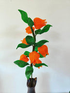 Branche de Physalis Ornementale 50cm avec Fleurs et Feuilles en Perles