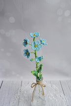 Branche de myosotis en perles françaises, décoration florale 35 cm