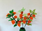 Branche de Physalis Ornementale 50cm avec Fleurs et Feuilles en Perles