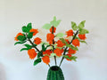 Branche de Physalis Ornementale 50cm avec Fleurs et Feuilles en Perles