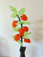 Branche de Physalis Ornementale 50cm avec Fleurs et Feuilles en Perles