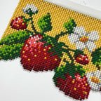 Rideau de perles acryliques fraise fait main, Cantonnière porte-fenêtre bohème, 90 cm