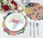 Set de table rond en perles de verre roses, fuchsia, jaunes et bleues, 14 pouces, fait main, protège votre table