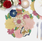 Set de table rond en perles de verre roses, fuchsia, jaunes et bleues, 14 pouces, fait main, protège votre table