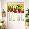 Rideau de perles acryliques fraise fait main, Cantonnière porte-fenêtre bohème, 90 cm