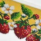 Rideau de perles acryliques fraise fait main, Cantonnière porte-fenêtre bohème, 90 cm