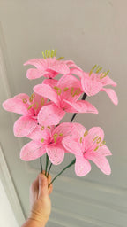 Perle Lys Artificiel Rose et Blanc 40 cm Décoration Florale