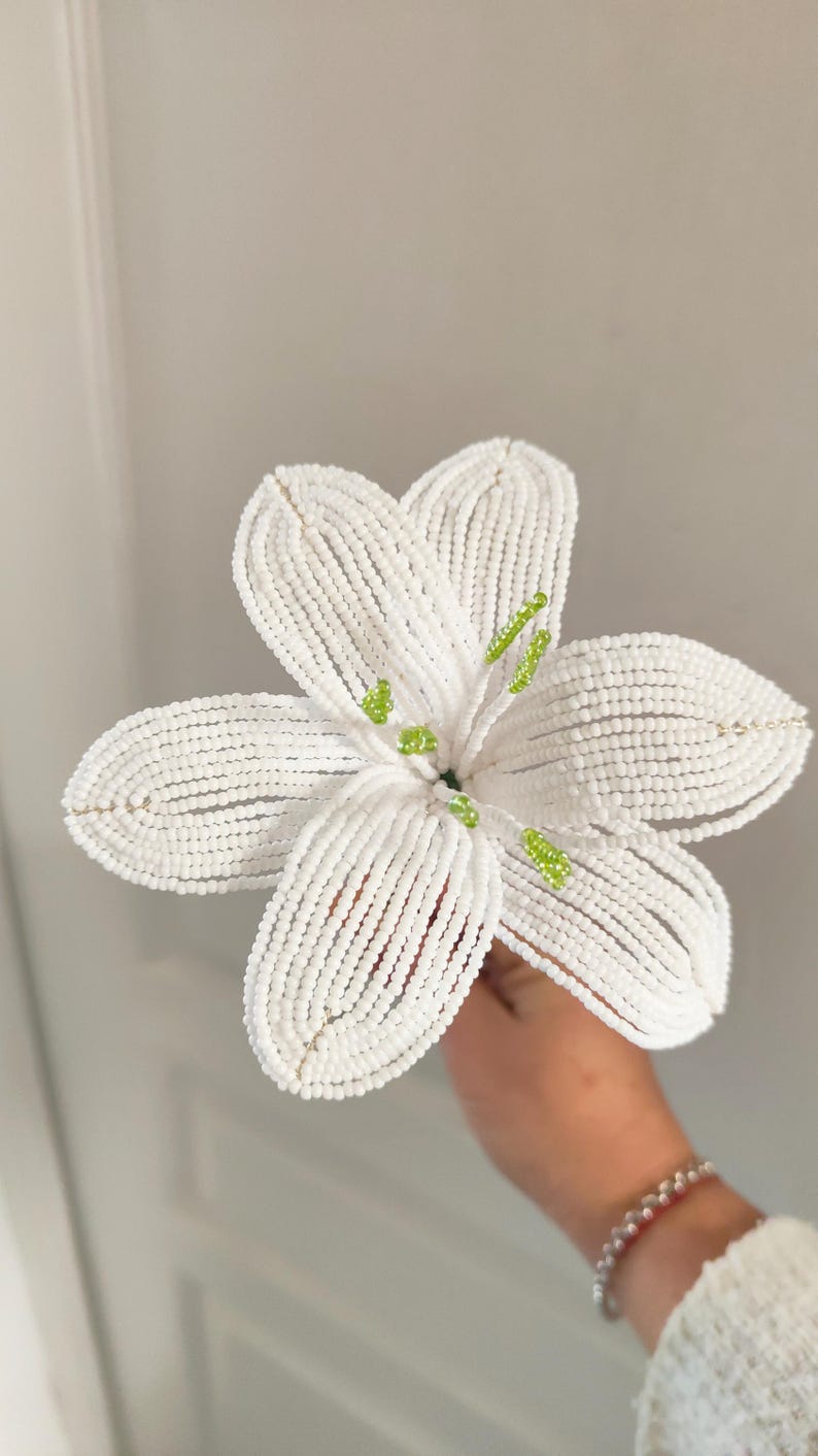 Perle Lys Artificiel Rose et Blanc 40 cm Décoration Florale